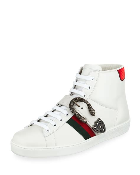 gucci new ace leather sneakers|gucci ace high top sneakers.